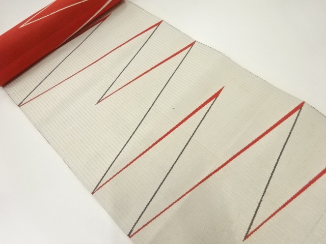 アンティーク　抽象模様織出し八寸帯地反物